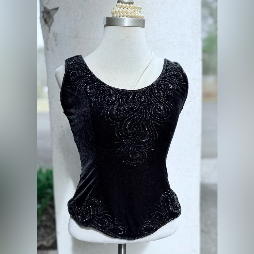 Celine Velvet Beaded Royal Top Needs Zipper